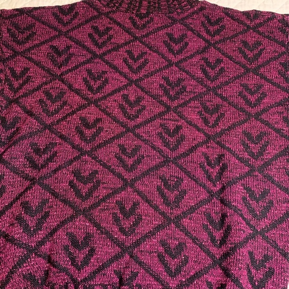 Vintage sweater 70s or 80s purple and black mock turtleneck - Picture 8 of 8